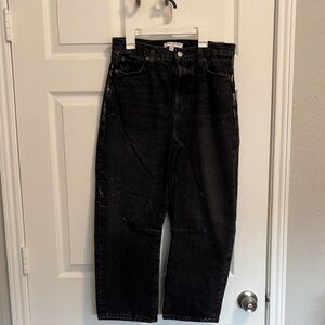 Banana Republic Black Wide Leg paint Splatter Barrel Jeans